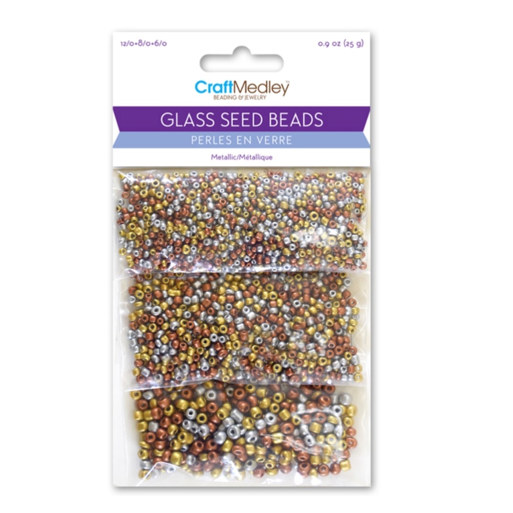 🆕 NEW Metallic Glass Seed Beads Perles en verre métalliques (3 Sizes Included)